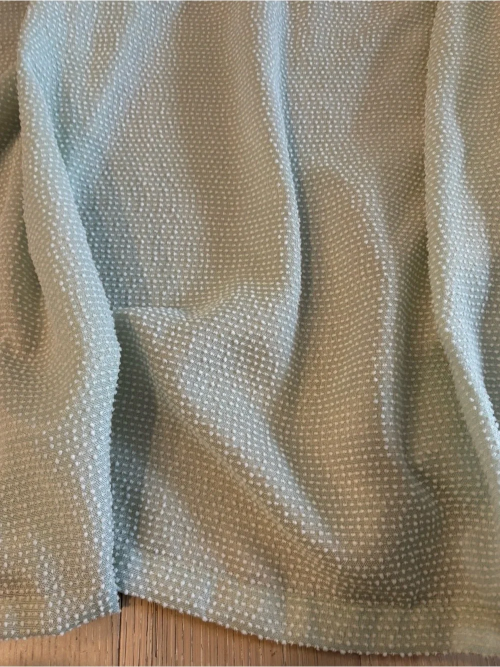 Lucky Brand Sage Green White Dot Chenile Shower Curtain Matcha Mint